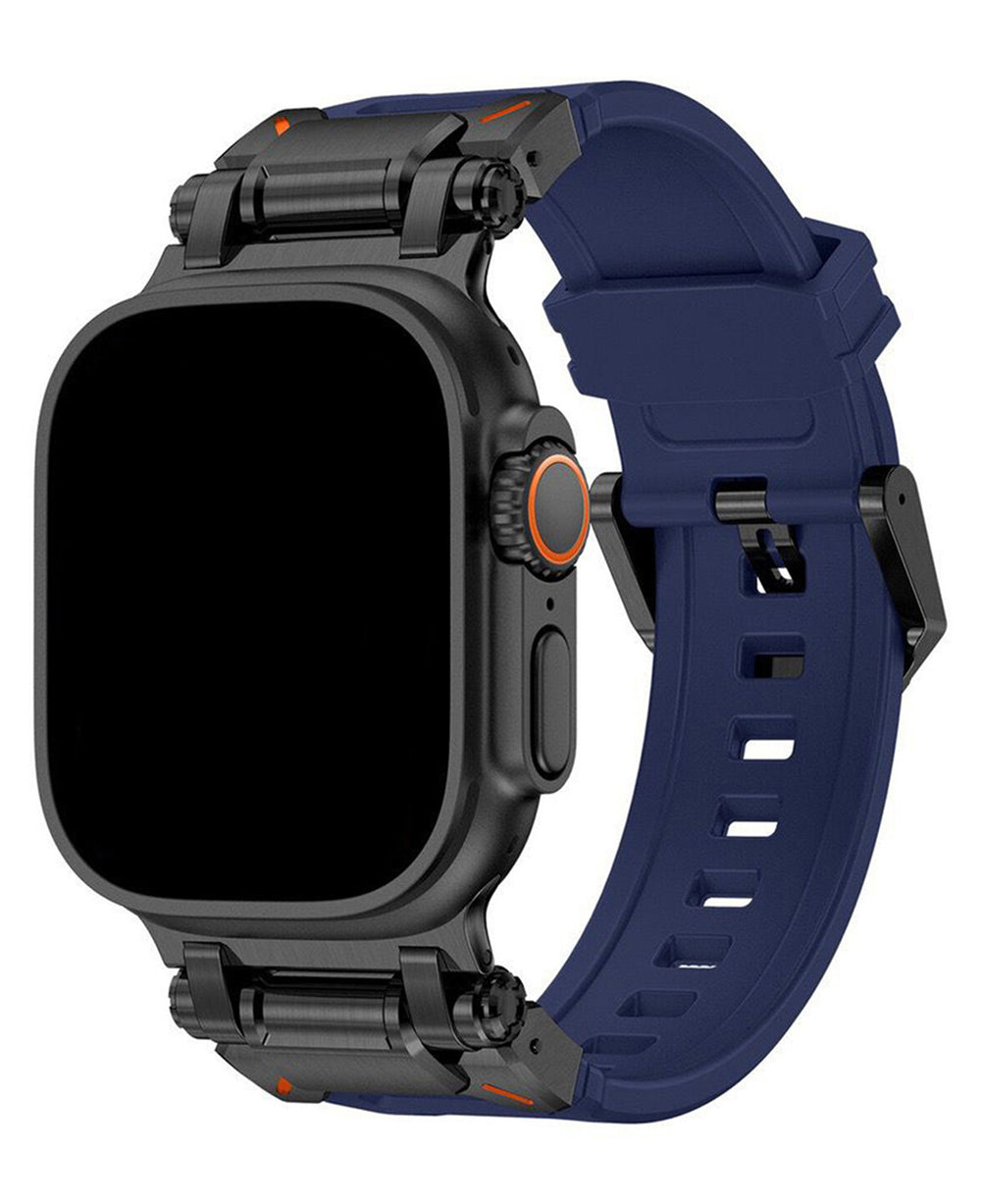 Metal Tokalı Silikon Rugged Loop Kordon - Siyah Lacivert - Strapg