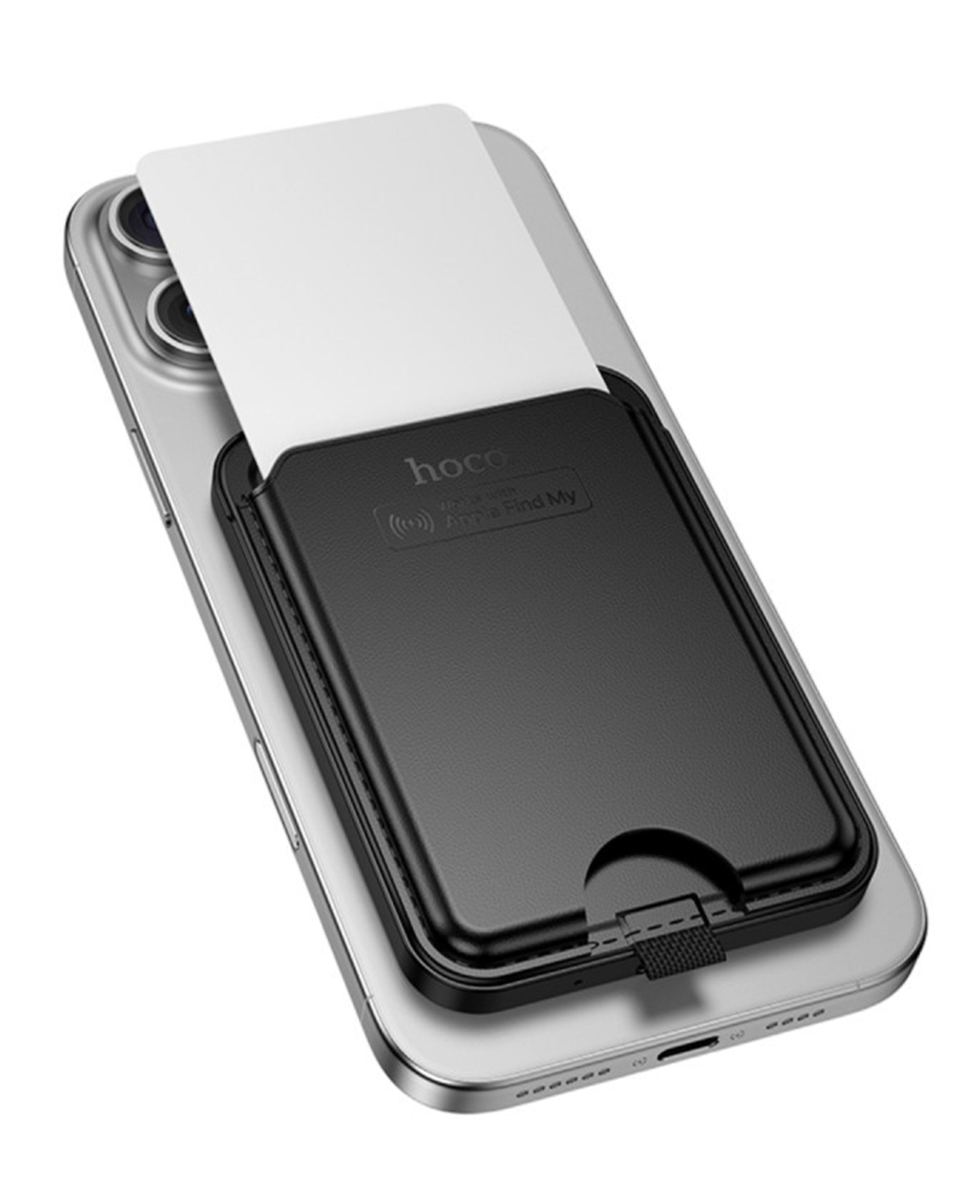 Hoco. E91I Tiger Smart Apple Find My Özellikli Kablosuz Şarj Destekli Standlı Magsafe Kartlık