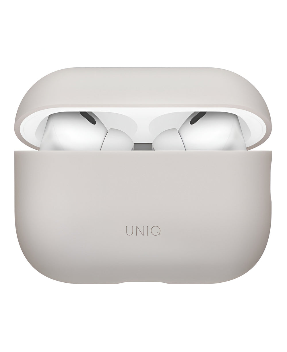 Uniq Airpods Uyumlu Lino Silikon Kılıf - Krem - Strapg