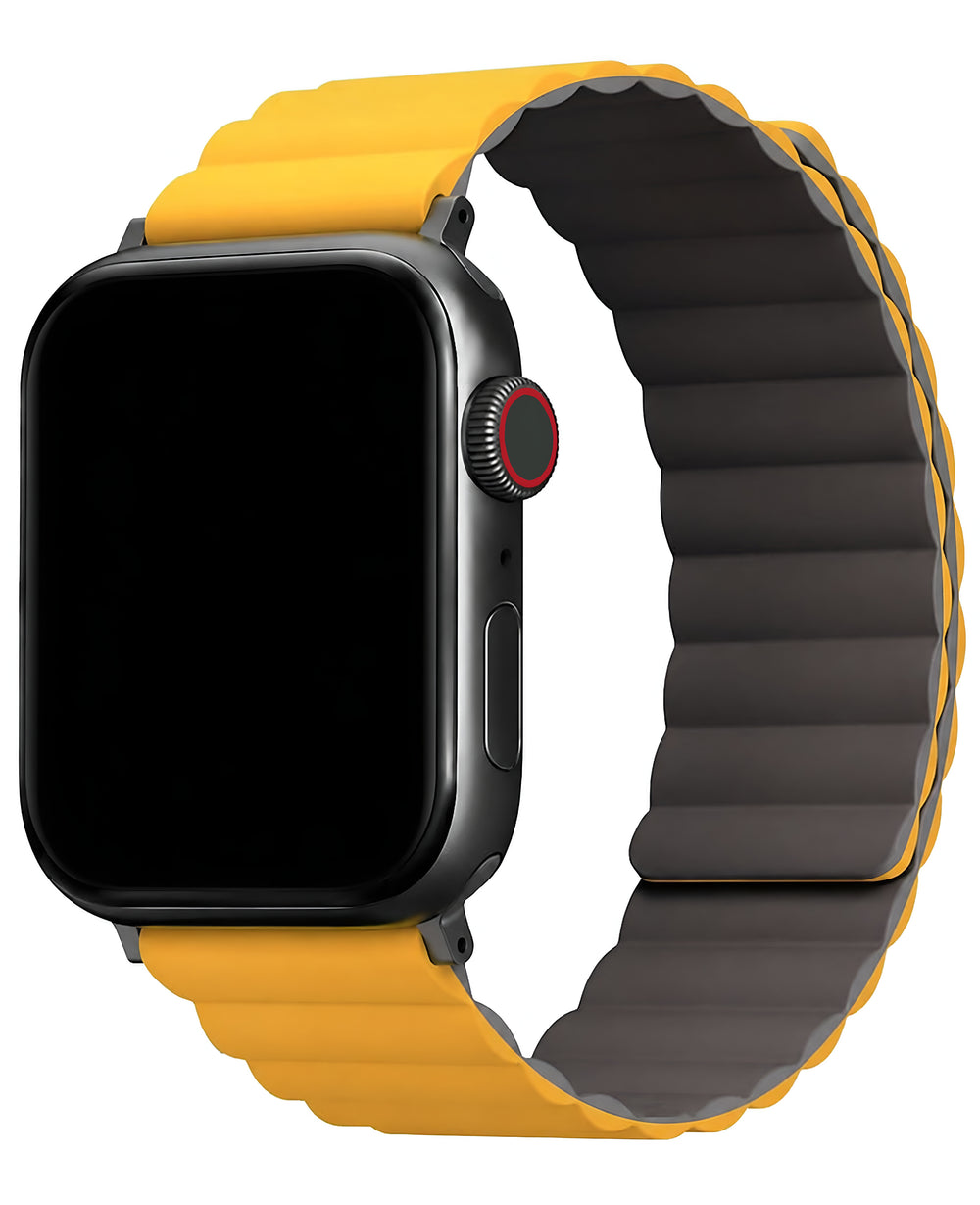 Uniq Apple Watch Uyumlu Revix Reversible Manyetik Silikon Kordon - Sarı - Strapg