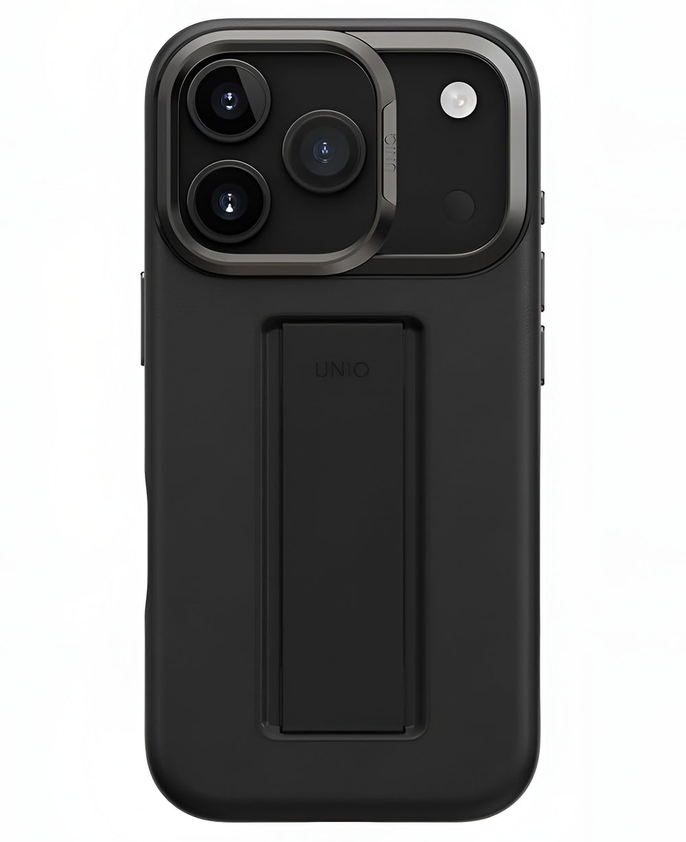 Uniq iPhone 17 Pro Max Uyumlu Heldro Pro Magsafe Standlı Vegan Deri Kılıf - Siyah - Strapg
