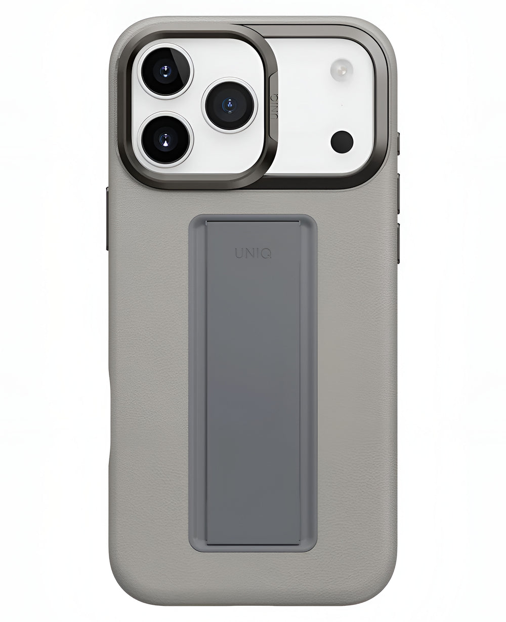 Uniq iPhone 17 Pro Max Uyumlu Heldro Pro Magsafe Standlı Vegan Deri Kılıf - Taupe - Strapg