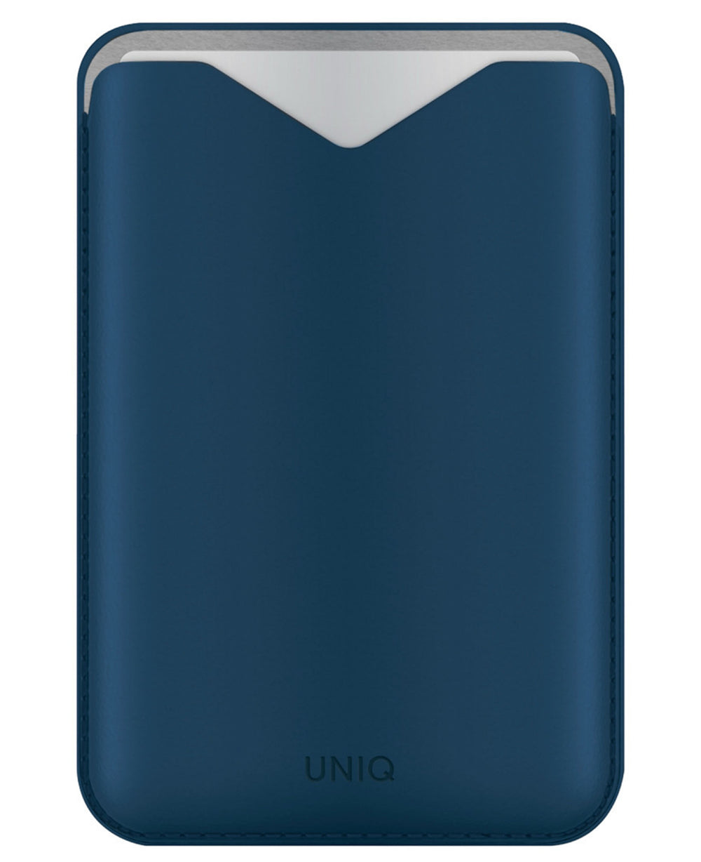 Uniq Lyden Evo Manyetik Standlı Magsafe Deri Kartlık - Mavi - Strapg